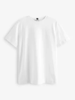 Wit - Dik T-shirt met ronde hals en korte mouwen