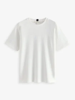 Wit - Dik T-shirt met ronde hals en korte mouwen