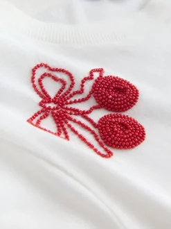 Wit - Embellished Heart Short Sleeved Crew Neck Top