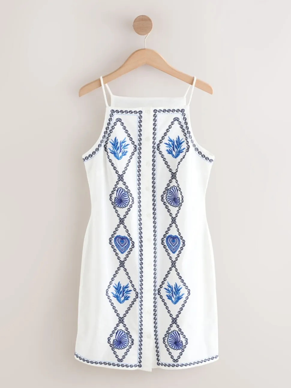 Wit - Embroidered Mini Shift Dress With Linen