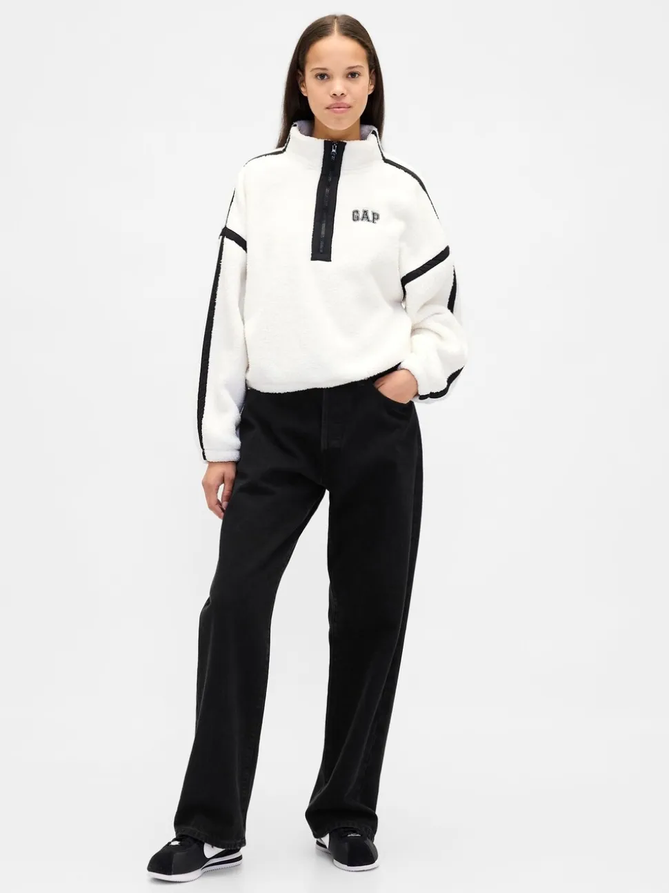Wit - Gap Oversized Cropped Sherpa Half-Zip Fleece