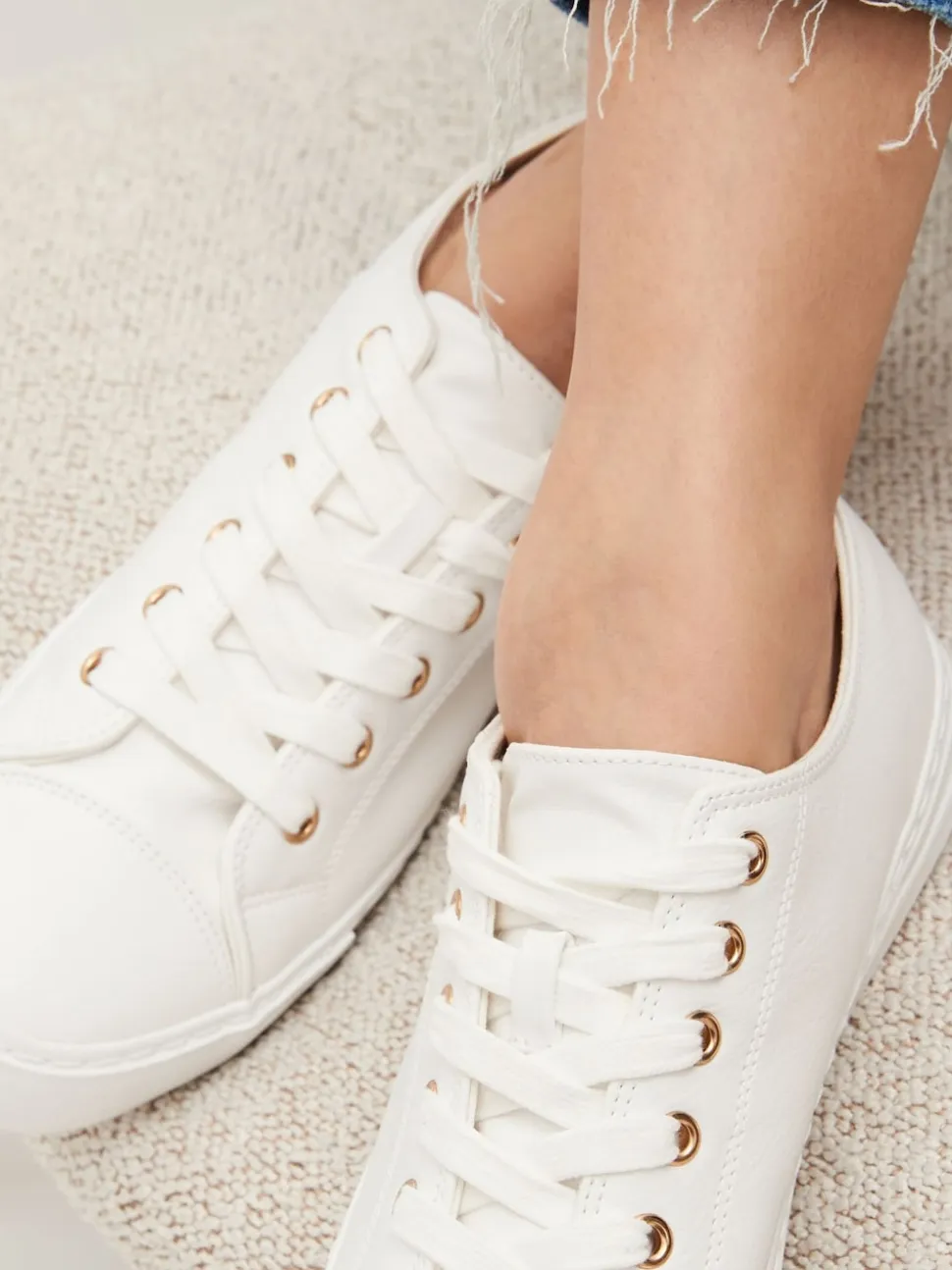Wit - Gelakte honkbalsneakers