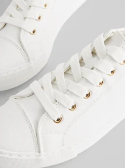 Wit - Gelakte honkbalsneakers