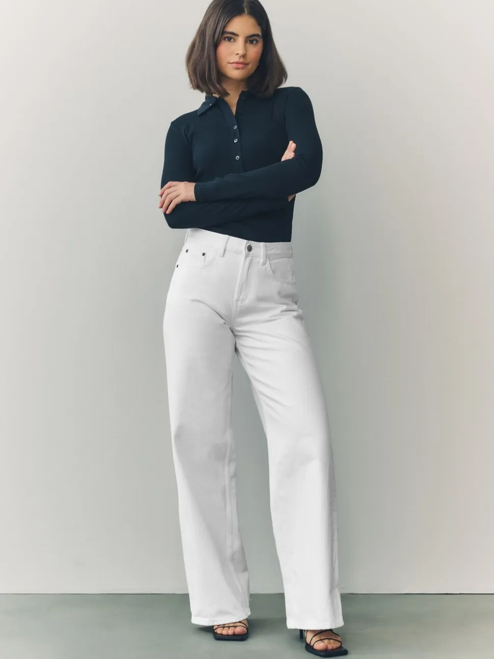 Wit - Jeans met wijde pijpen
