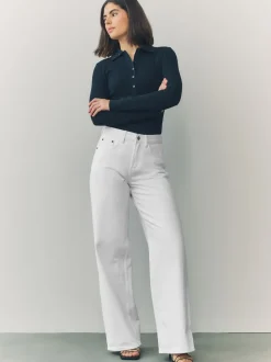 Wit - Jeans met wijde pijpen