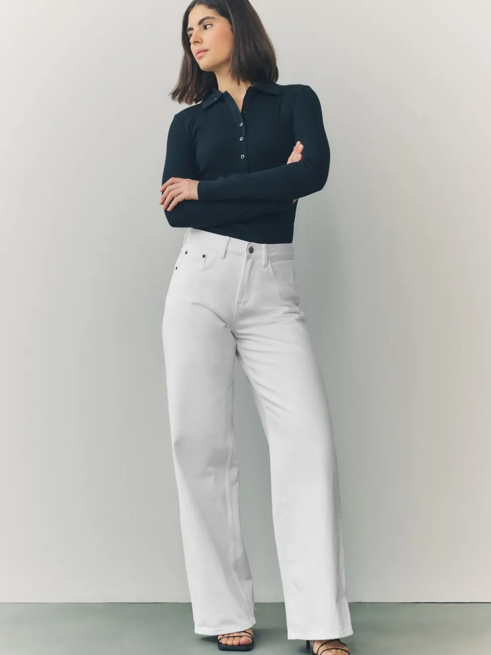 Wit - Jeans met wijde pijpen