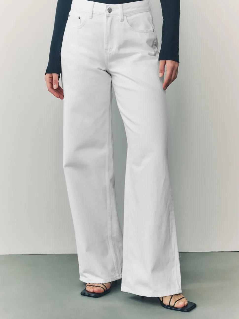 Wit - Jeans met wijde pijpen