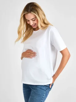 Wit - JoJo Maman Bébé - Oversized boyfriend zwangerschaps-T-shirt