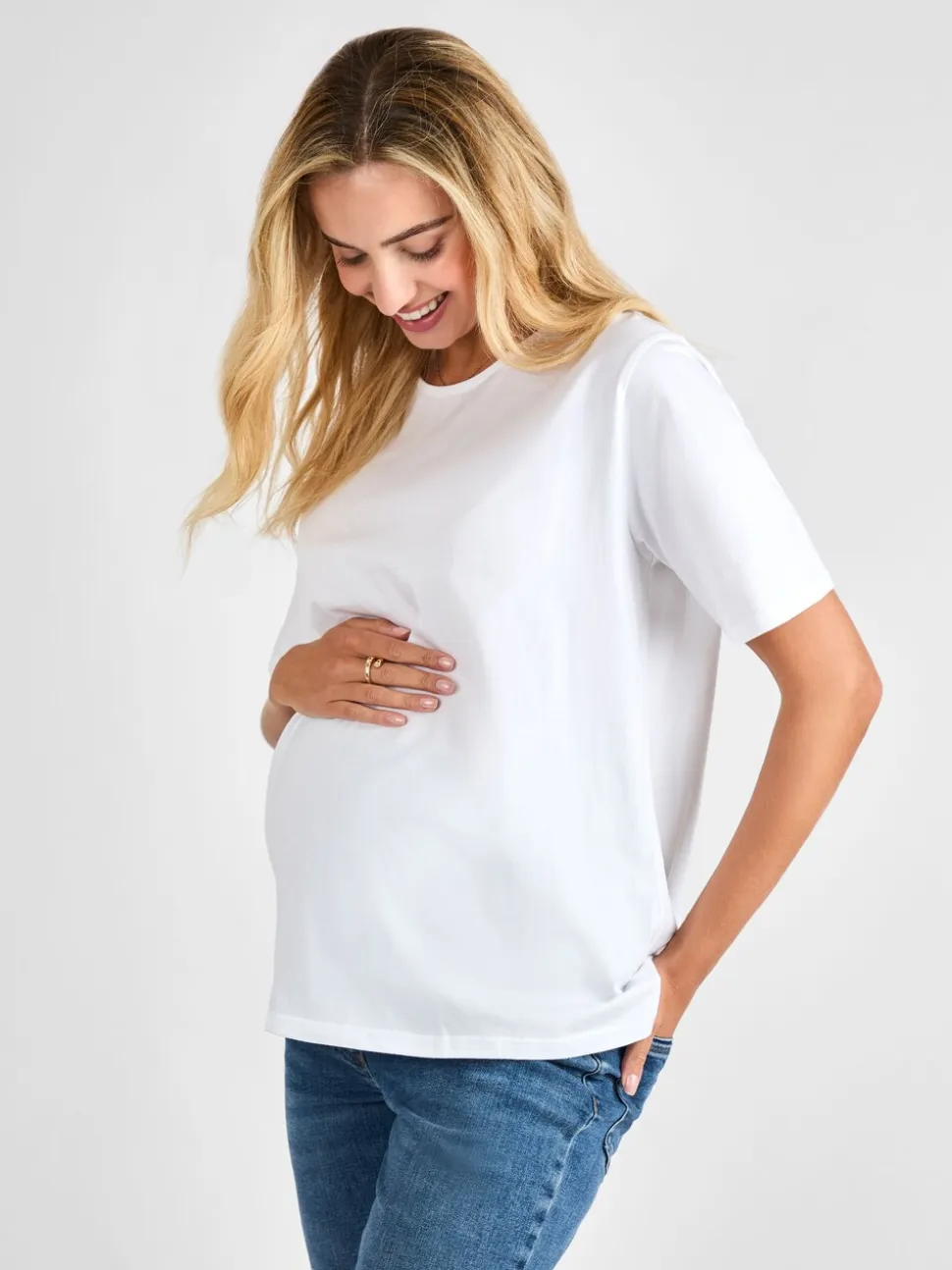 Wit - JoJo Maman Bébé - Oversized boyfriend zwangerschaps-T-shirt