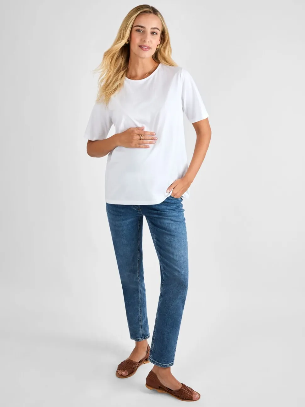 Wit - JoJo Maman Bébé - Oversized boyfriend zwangerschaps-T-shirt