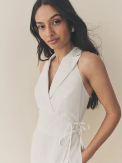 Wit - Jumpsuit met halterhals