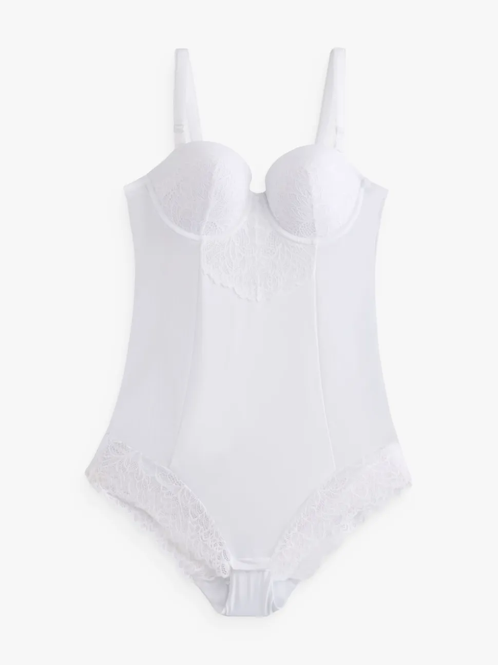 Wit - Kanten body met cups en sterke buikcorrectie