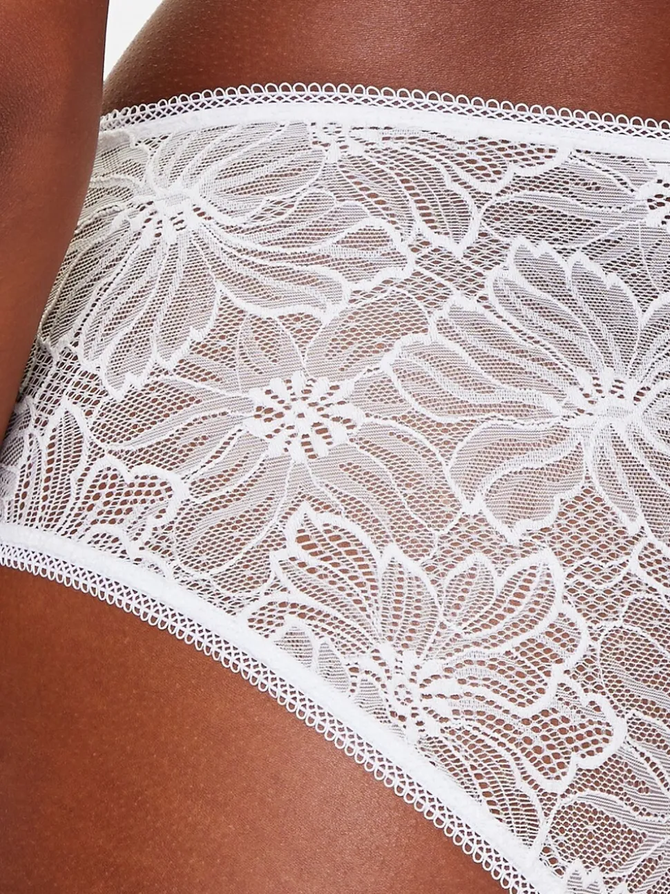 Wit - KBX Alice - Kanten Braziliaanse slip met hoge taille