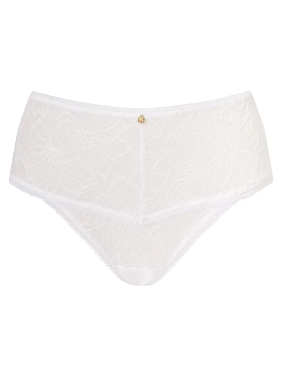 Wit - KBX Alice - Kanten Braziliaanse slip met hoge taille