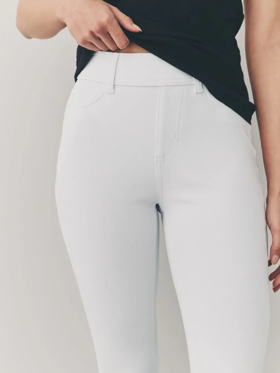 Wit - Legging van jersey-denim