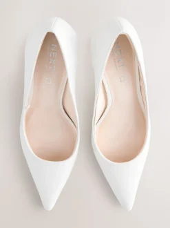 Wit - Leren mid-court pumps
