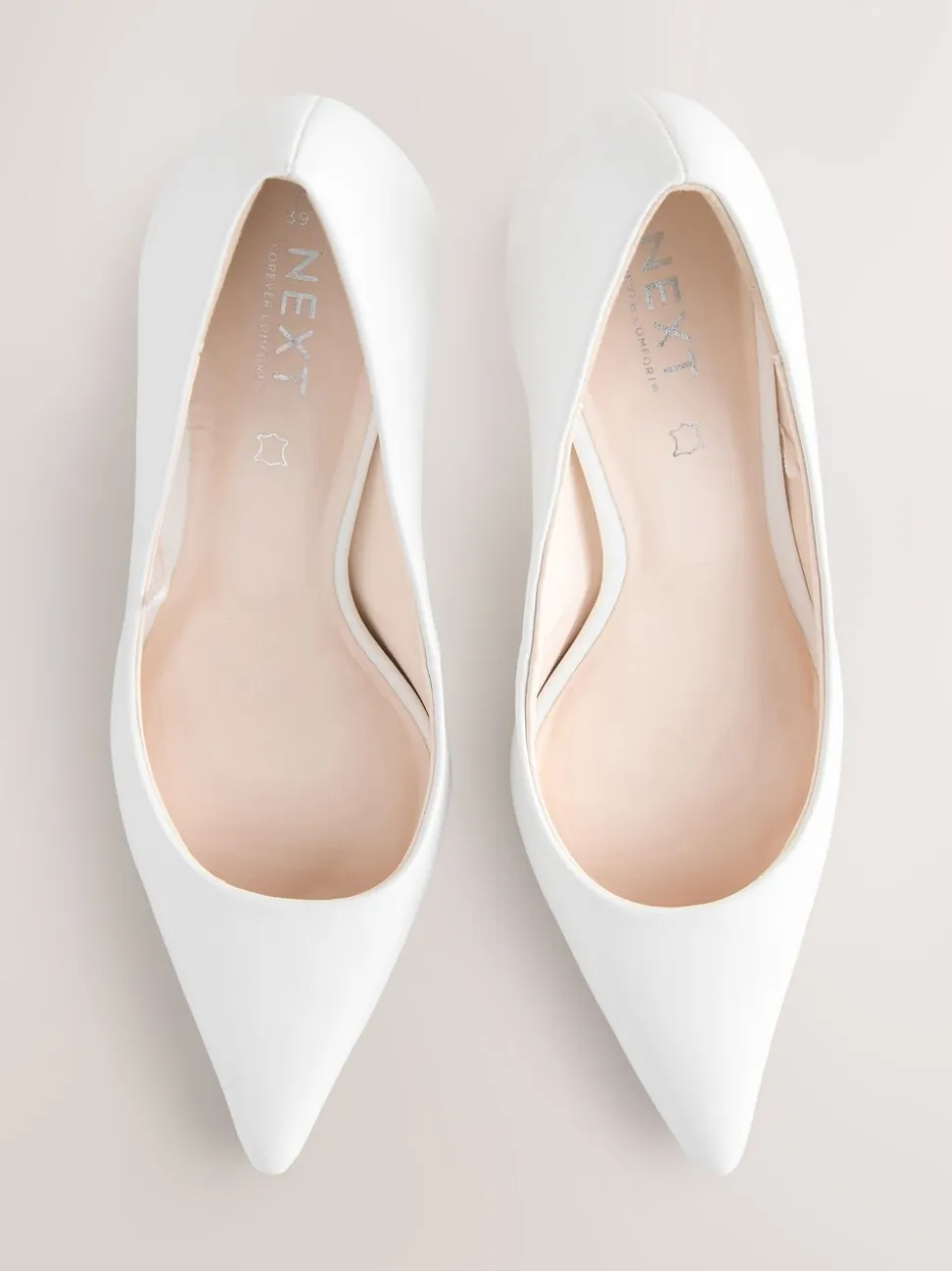 Wit - Leren mid-court pumps