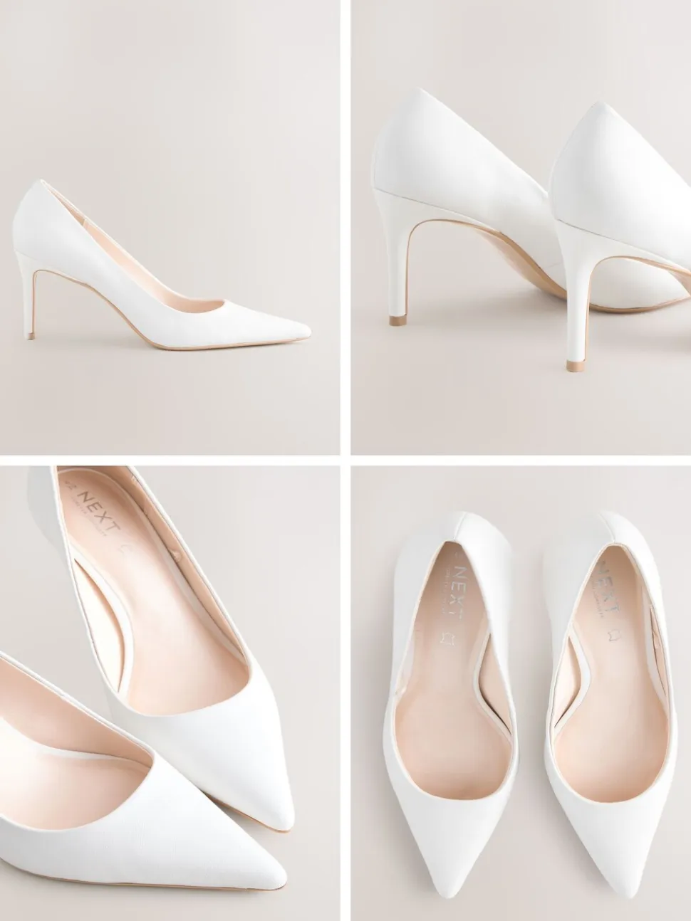 Wit - Leren mid-court pumps
