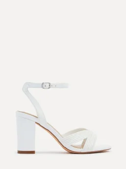 Wit - Linzi City sandalen met blokhak en geribbelde voorband