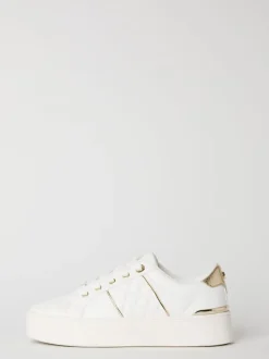 Wit - Lipsy - Gestreepte vetersneakers met platte, grove plateauzool