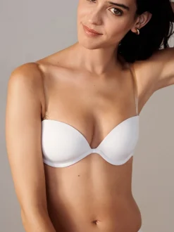 Wit - Nude beha voor een glad silhouet zonder bandjes met transparante achterkant