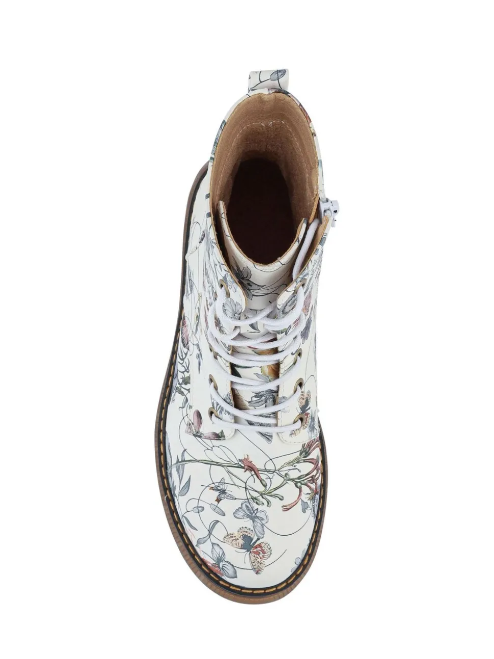 Wit - Pavers Lace Up Floral Boots