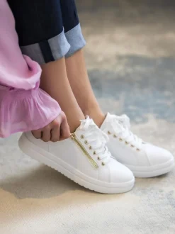 Wit - Pavers sneakers met plateauzool en dikke zool