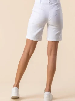 Wit - Roman stretch short met omgeslagen zoom