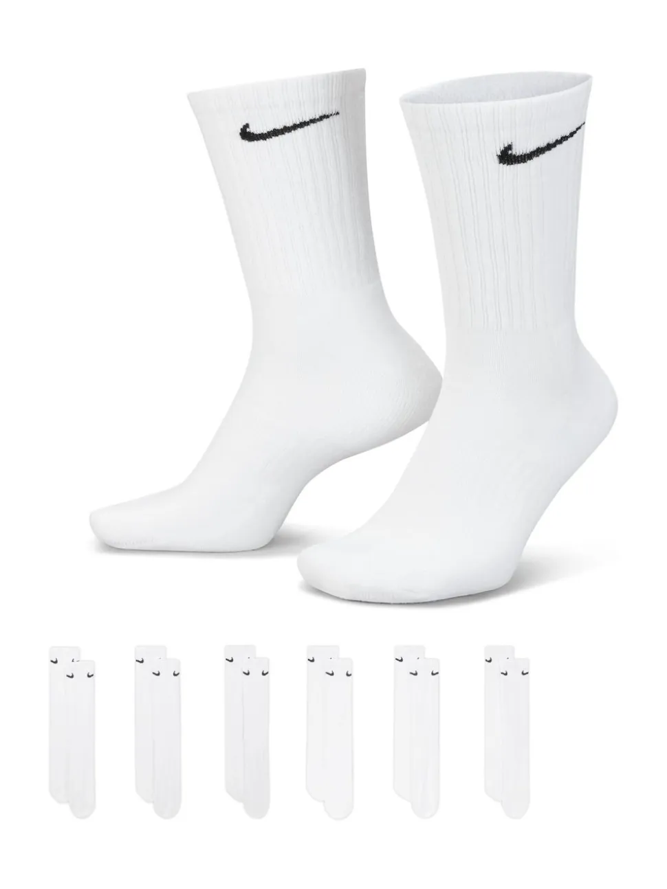 Wit - Ronde hals - Nike - 6 Paar verzachte sokken voor alle dagen