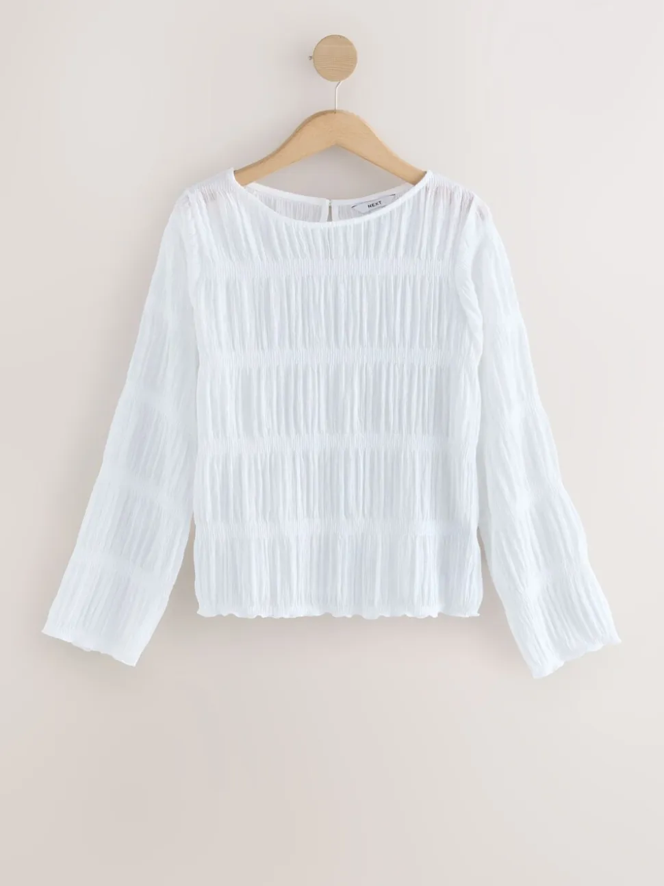 Wit - Shirred Long Sleeve Crew Neck Top
