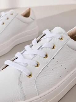 Wit - Signature premium leren schoenen met vetersluiting