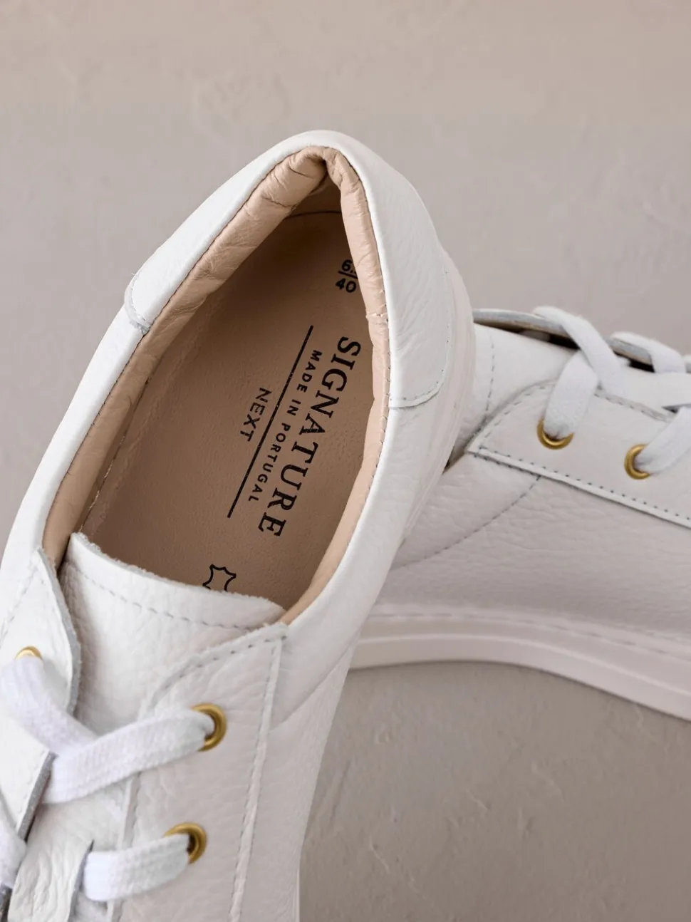 Wit - Signature premium leren schoenen met vetersluiting