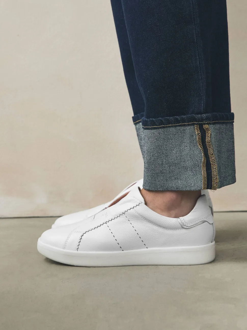 Wit - Signature Premium Leather Laceless Slip-On Trainers