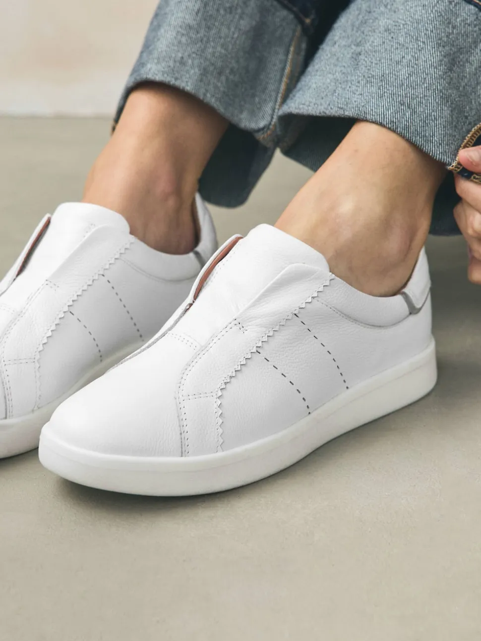 Wit - Signature Premium Leather Laceless Slip-On Trainers