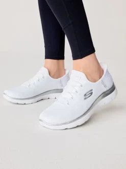 Wit - Skechers dames instappers Summits Dazzling Haze sneakers