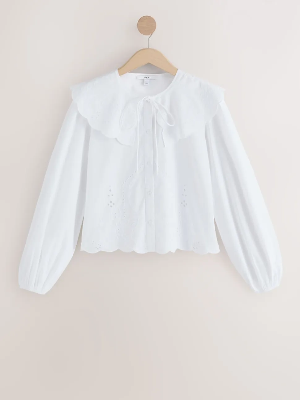 Wit - Statement Collar Broderie Long Sleeve Blouse