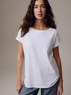 Wit - T-shirt met kapmouwtjes