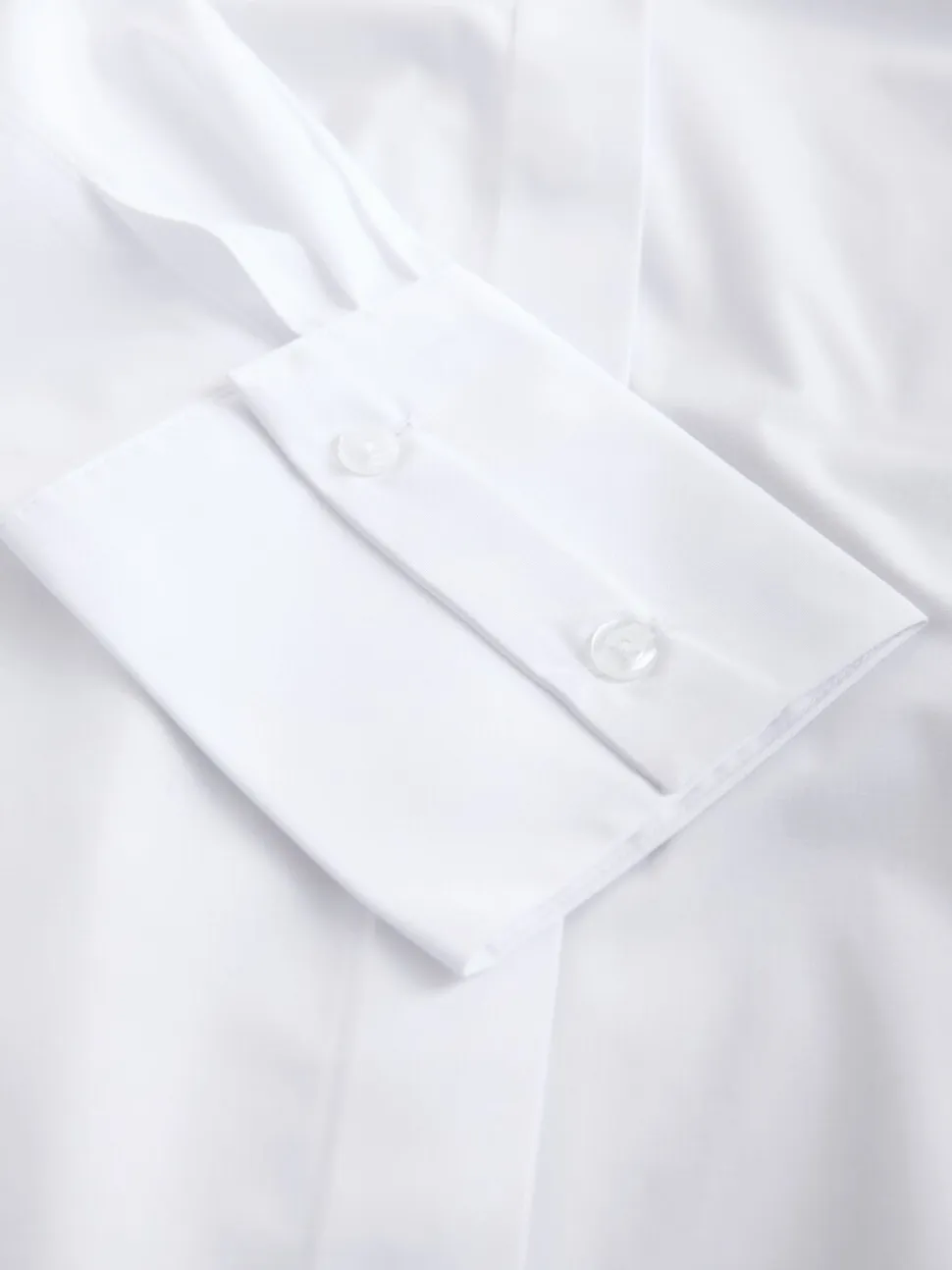 Wit - Vollere boezem stretchy essentieel getailleerd overhemd met lange mouwen