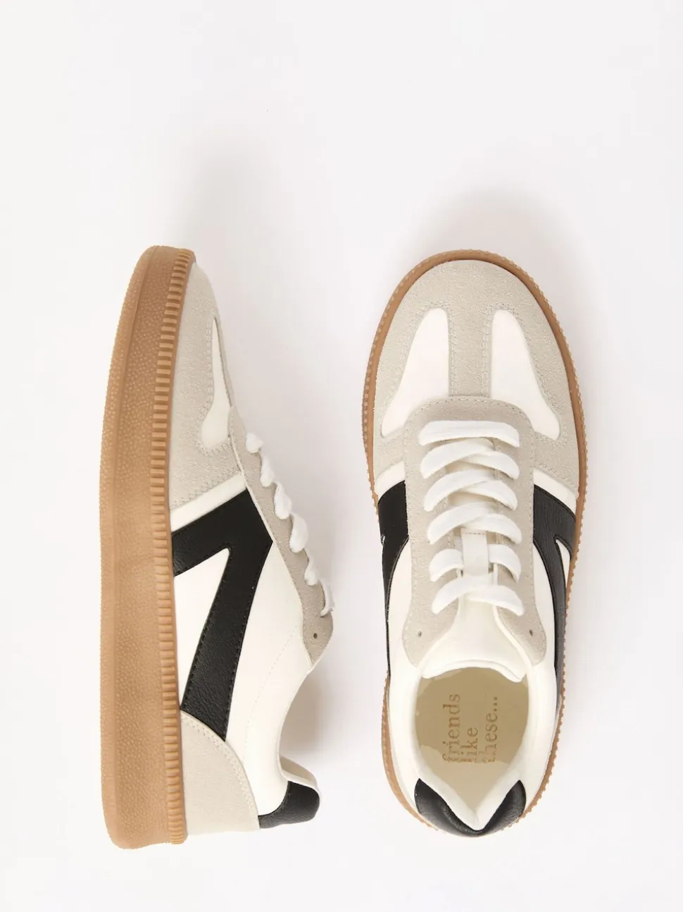 Wit en zwart - Friends Like These Lace Up Retro Gumsole Sports Trainers