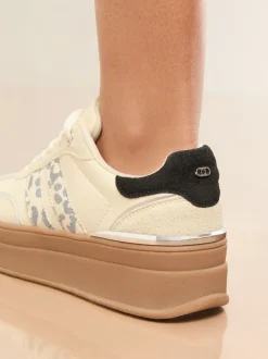 Wit met luipaardprint - Lipsy Print Side Stripe Chunky Gum Sports Trainers