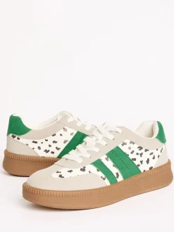 Wit met stippen - Friends Like These Lace Up Retro Gumsole Sports Trainers