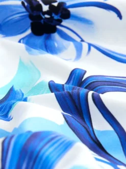 Wit/blauw porselein - Vormgevend bandeaubadpak met buikcorrectie en afgeronde pijpen