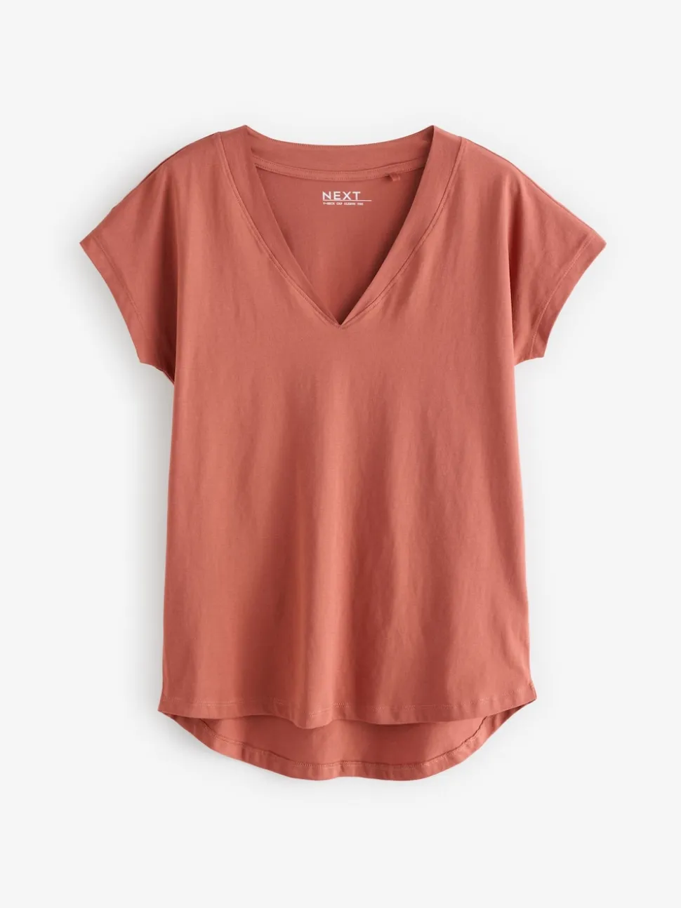Wit/grijs/khaki/roest/bruin - Set van 5 T-shirts met V-hals en kapmouwen van 100% katoen