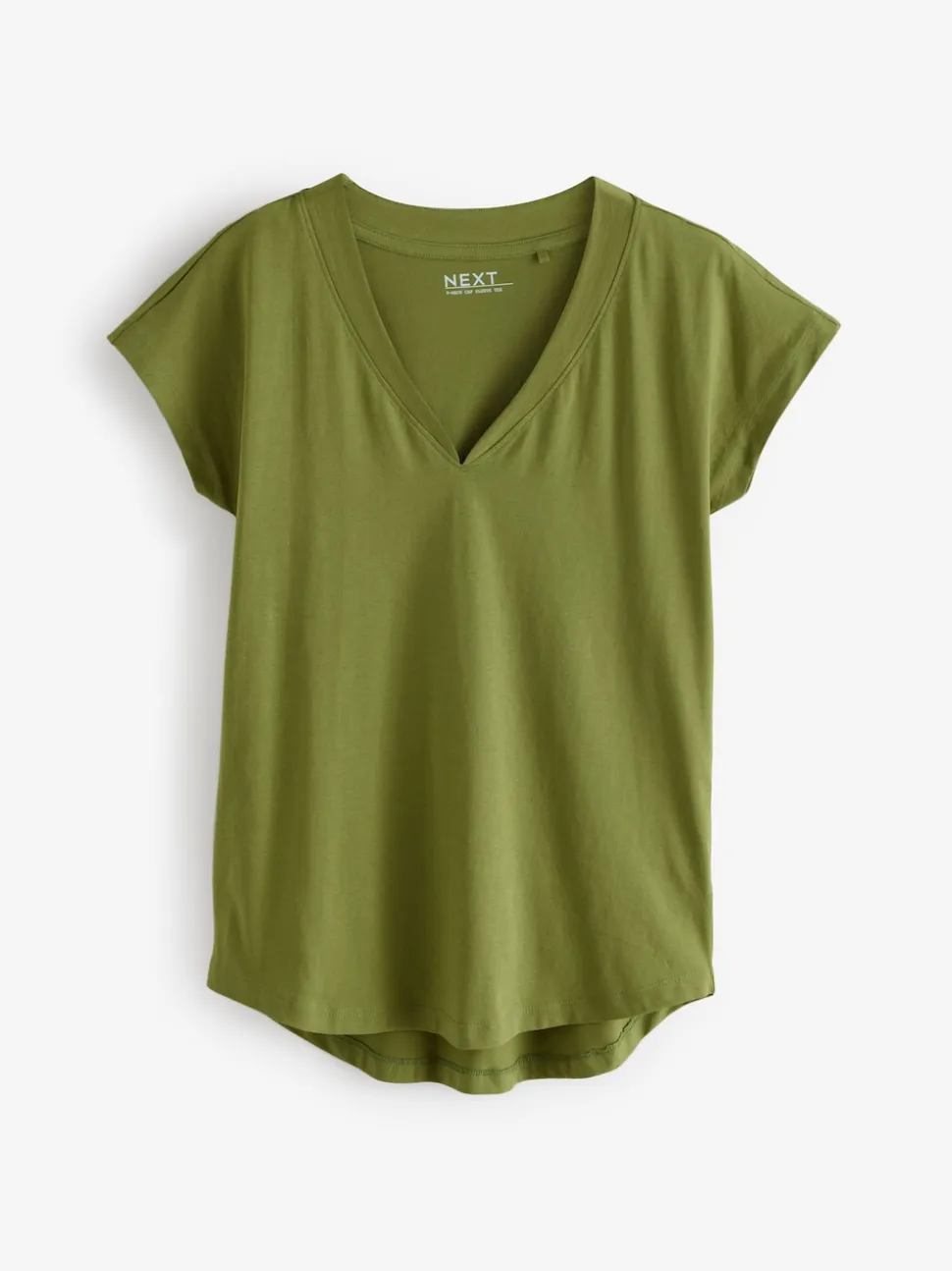 Wit/grijs/khaki/roest/bruin - Set van 5 T-shirts met V-hals en kapmouwen van 100% katoen