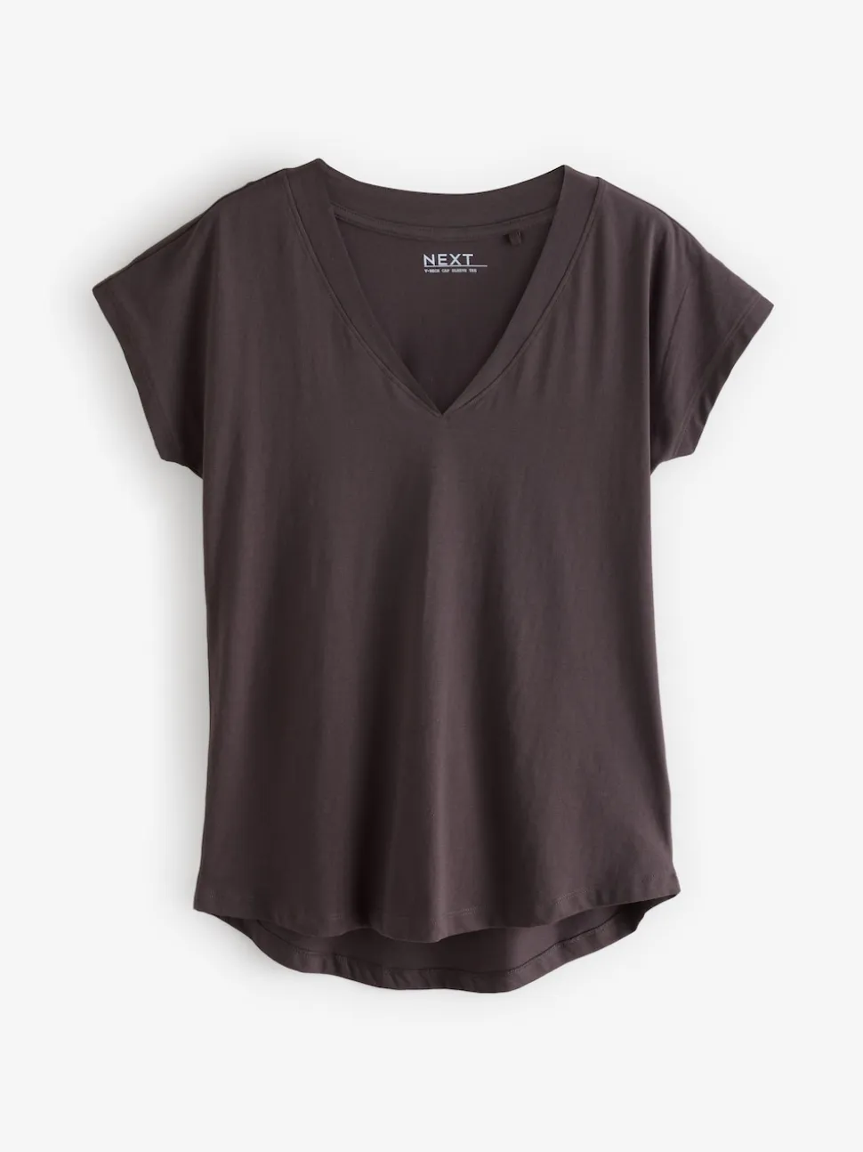 Wit/grijs/khaki/roest/bruin - Set van 5 T-shirts met V-hals en kapmouwen van 100% katoen