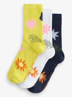 Wit/groen/marineblauw - Never Fully Dressed Ribbed Socks 3 Pack