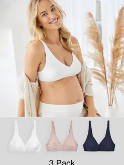 Wit/marineblauw/roze - Katoenmix ultiem comfort beha's verpakking van 3