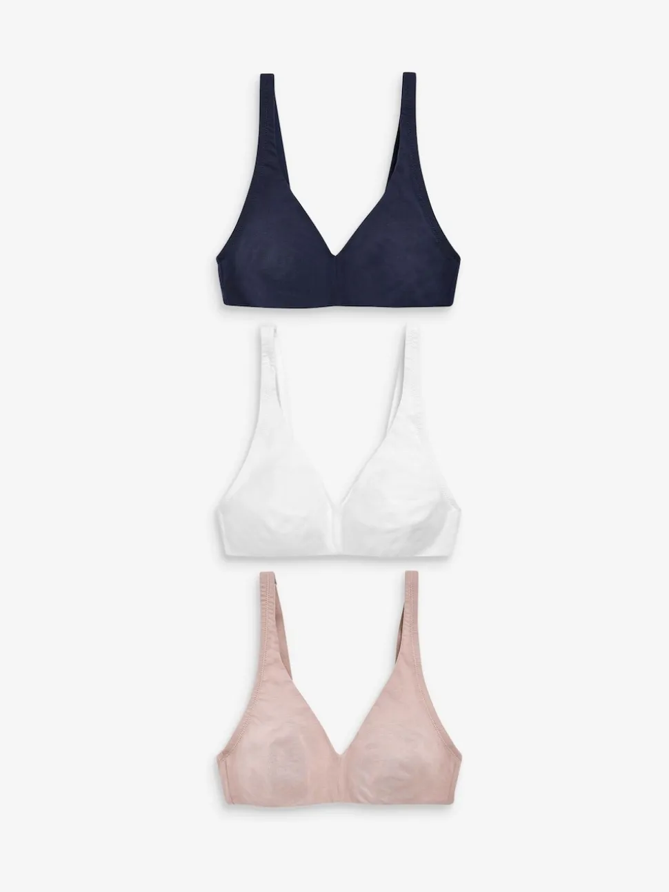 Wit/marineblauw/roze - Katoenmix ultiem comfort beha's verpakking van 3