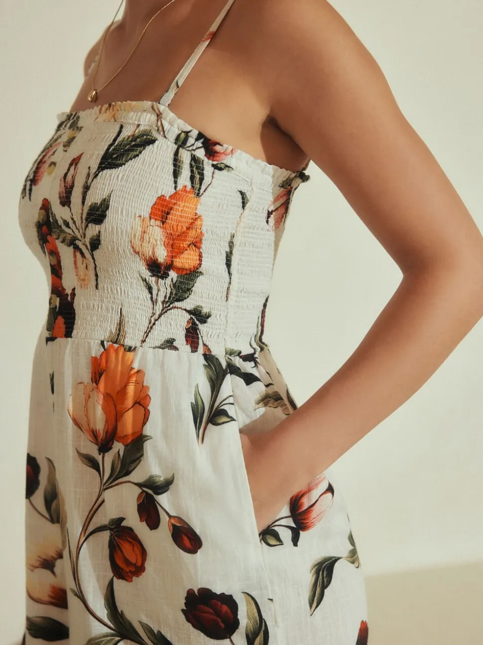 Witte basis - Bandeau Jumpsuit with Linen
