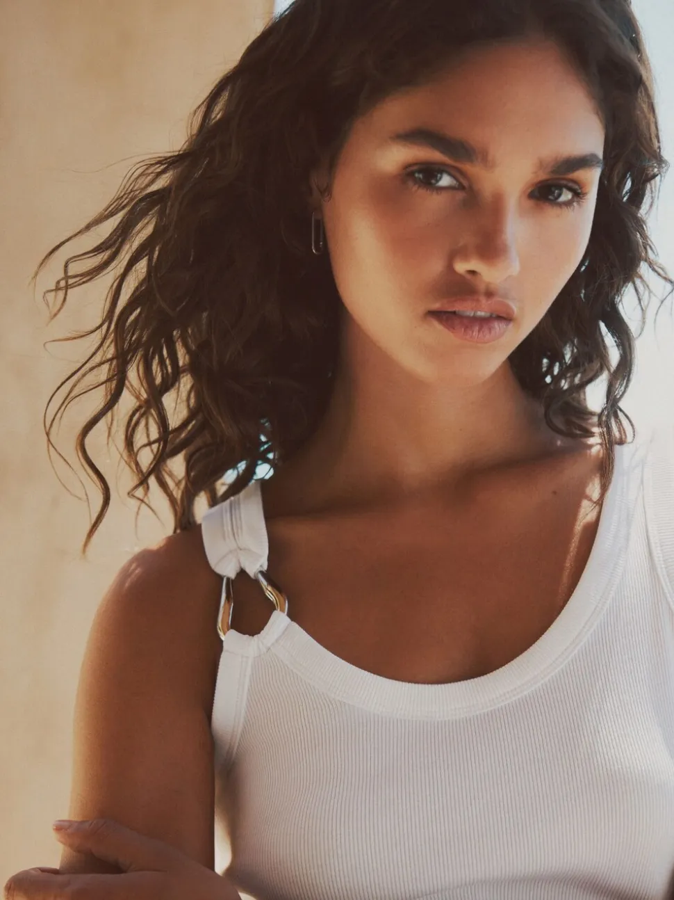 Wit/zilver - Trim Hardware Detail Racer Ribbed Vest Top